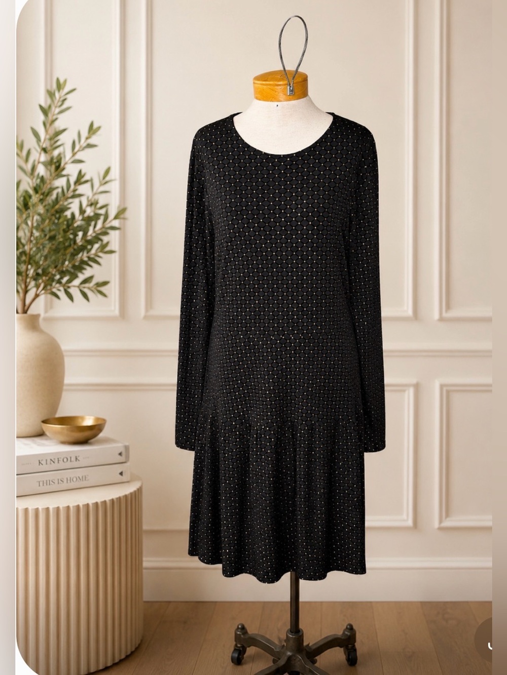 Michael Michael Kors Black & Gold Metallic Dot Dress | NWT | Size 0X